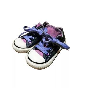 Converse All Star Low Top Baby Toddler Girl Shoes Size 6 Purple Double Tongue